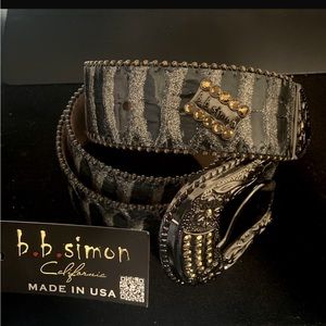 BB Simon Belt , black sliver fish scale color